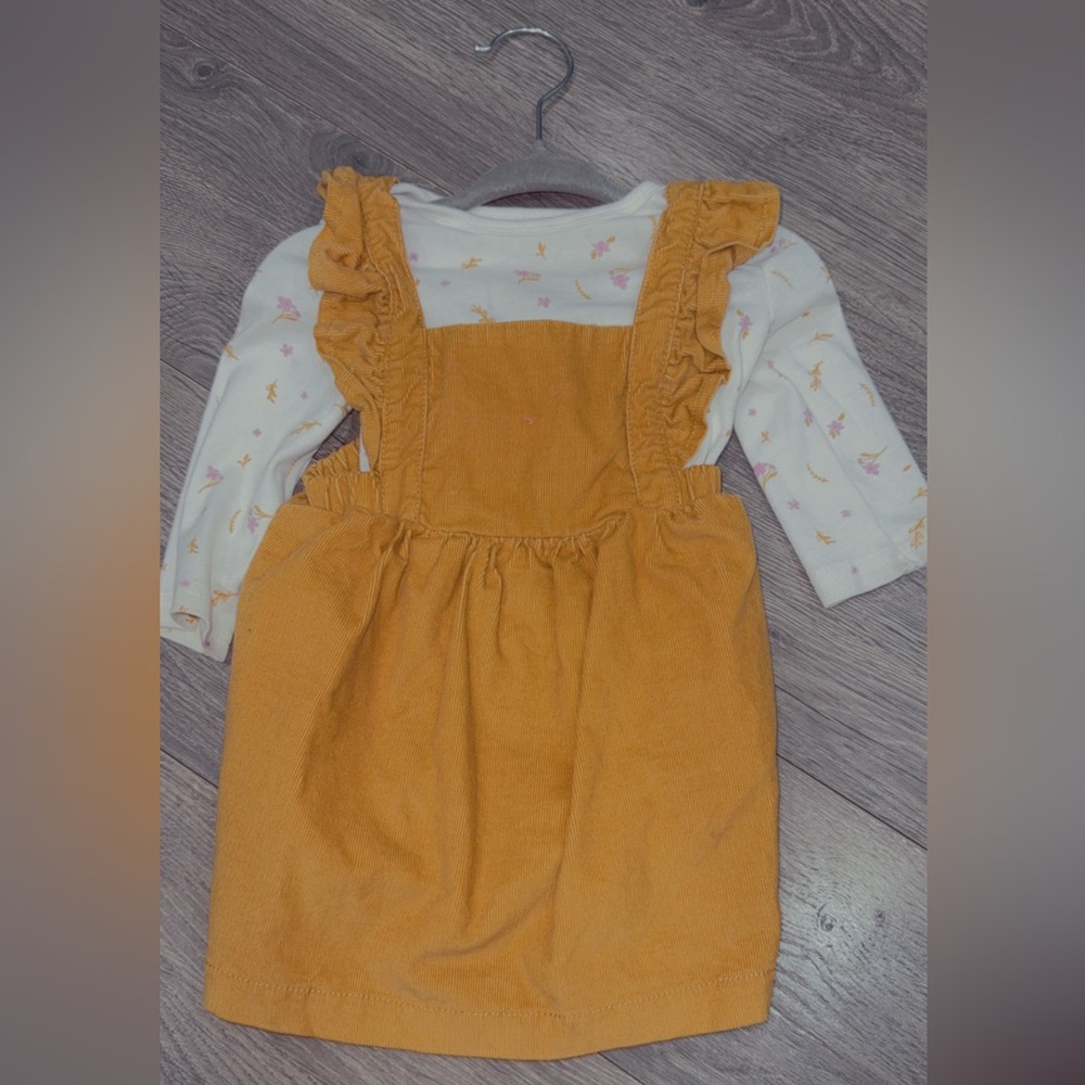 Carter's Mustard Corduroy Pinafore with Floral